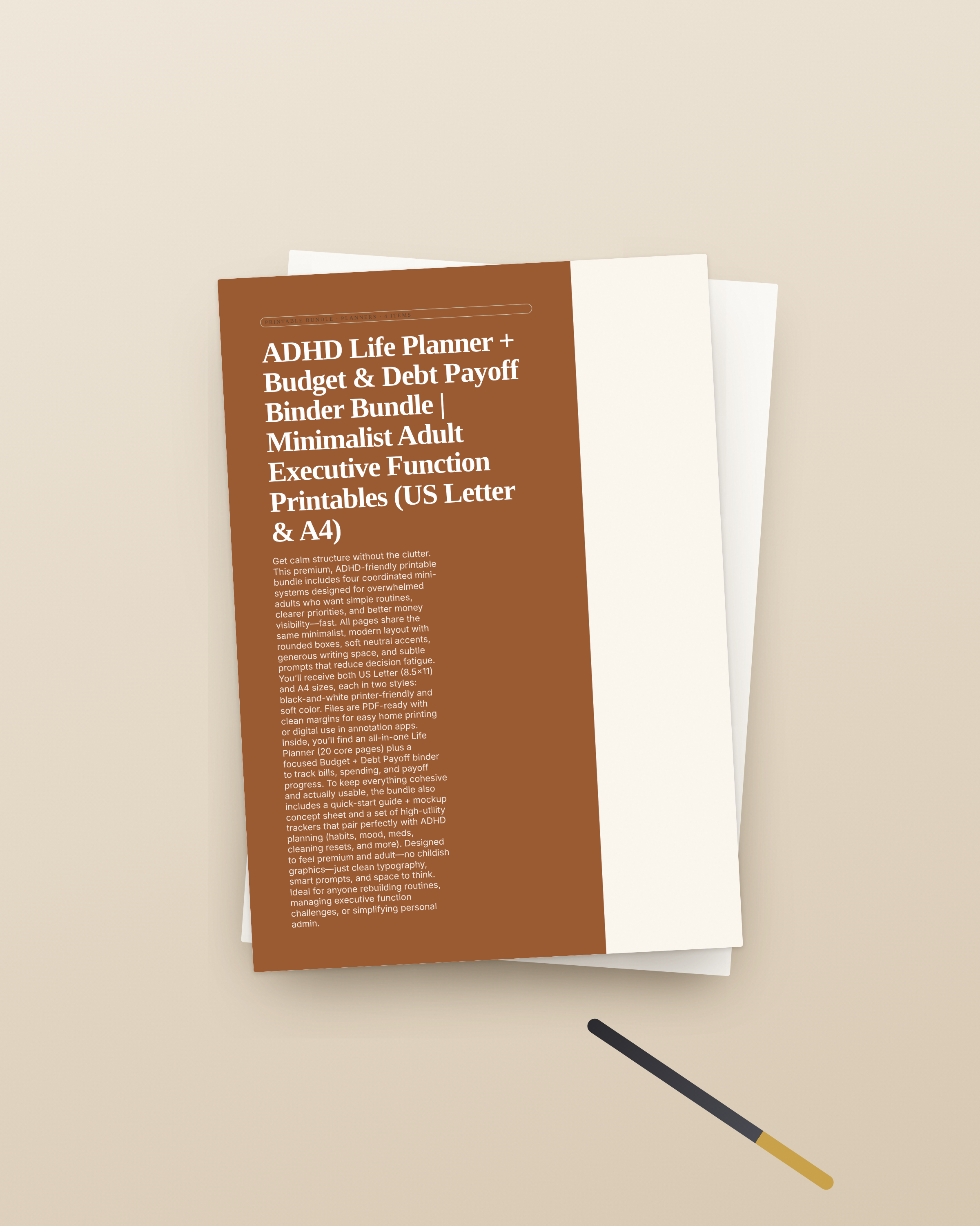 ADHD Life Planner + Budget & Debt Payoff Binder Bundle | Minimalist Adult Executive Function Printables (US Letter & A4)