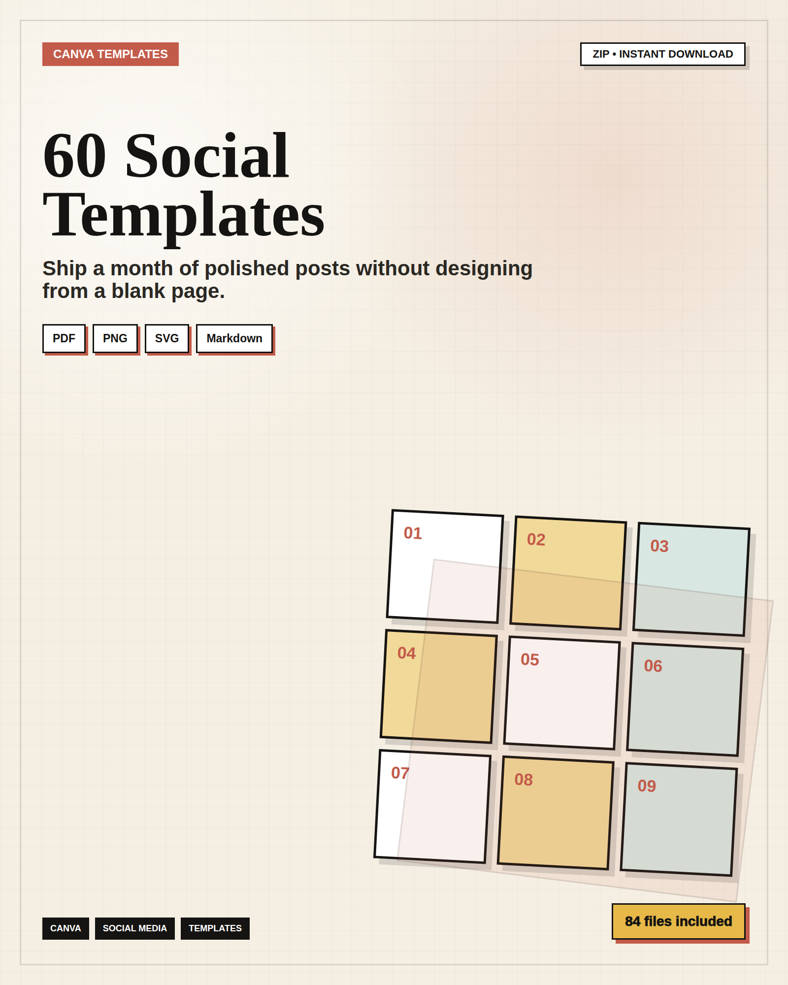 Canva Social Template Pack - 60 Editable Posts