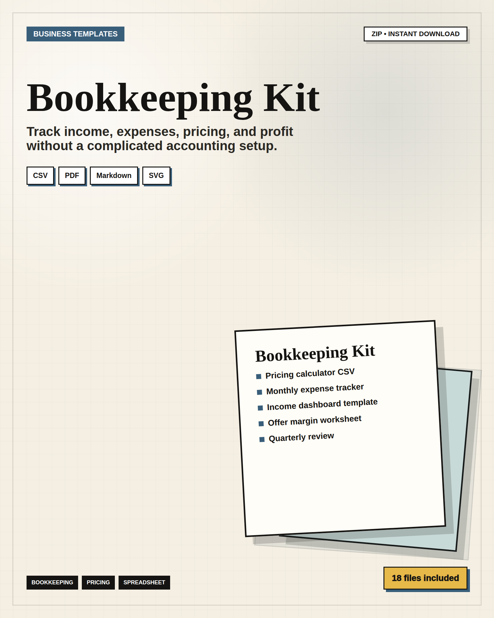 Small Business Bookkeeping and Pricing Template