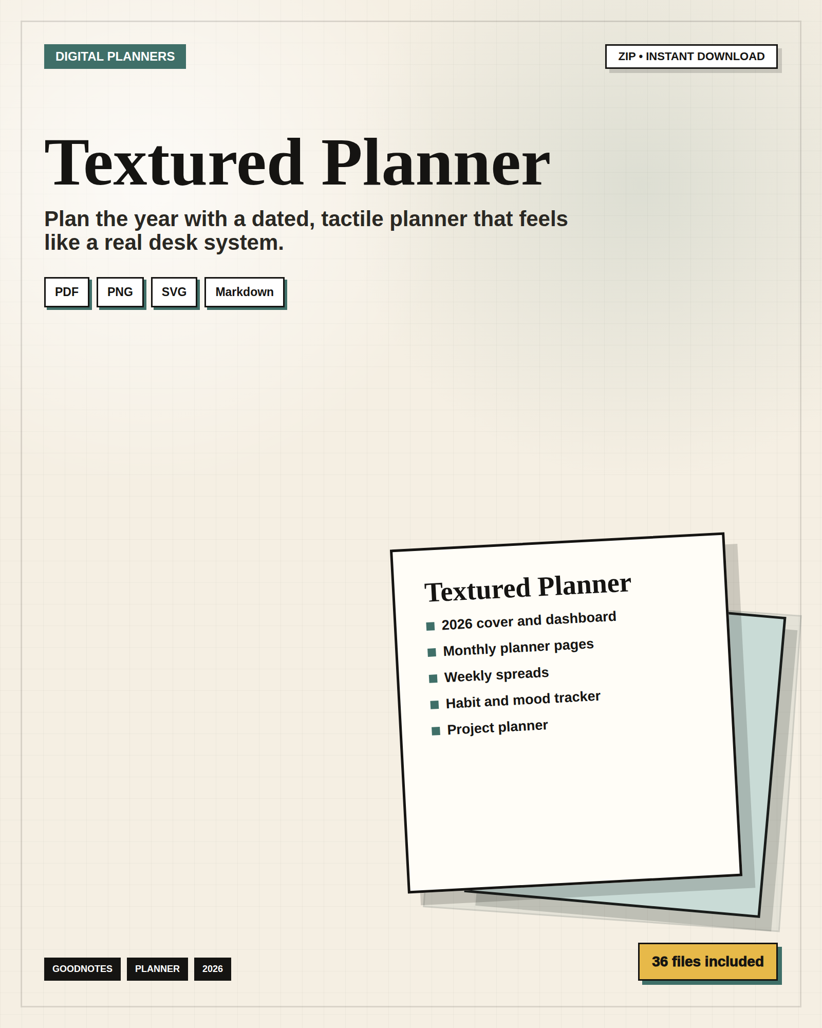 2026 Textured Digital Planner