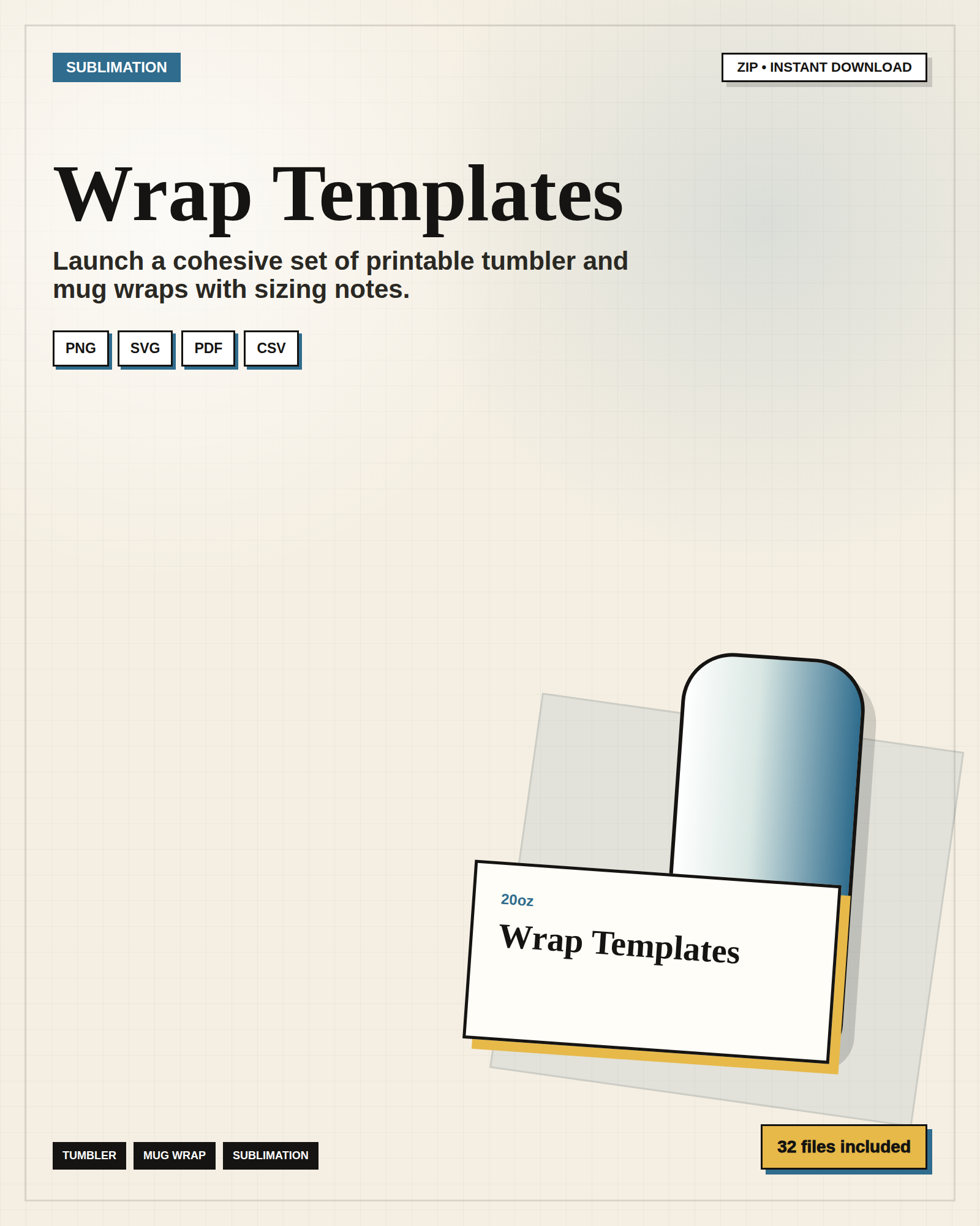 Tumbler and Mug Wrap Templates